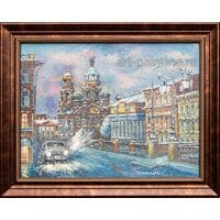 Картина маслом "Зима. Спас на Крови" Васильев