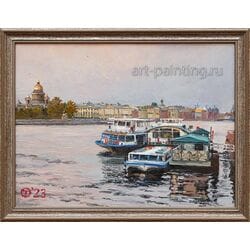 Картина маслом "Белая Ночь на Неве" Опритова
