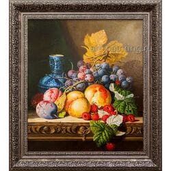 Картина маслом "Фрукты и синим кувшином" Дельцов