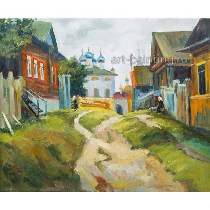 Картина маслом "Русская глубинка" Черная