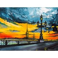 Картина акрилом "Петропавловка"  Метальникова