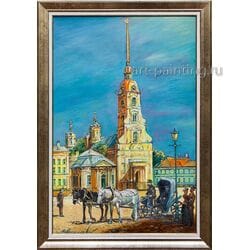 Картина маслом "Петропавловка" Васильев (без рамы)