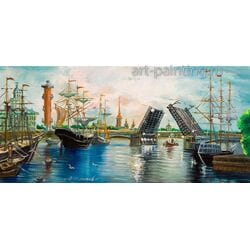 Картина маслом "Кунскамский дворцовый мост" Васильев