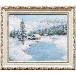 Картина маслом "Зима в горах" Воробьев