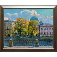 Картина маслом "Троицкий собор со стороны Фонтанки" Леонтьев