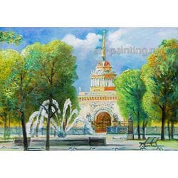 Картина маслом " Адмиралтейство. Фонтан " Васильев