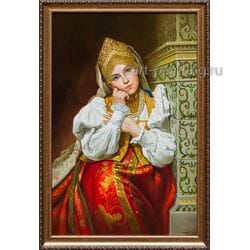 Картина маслом "Боярышня" Дельцов