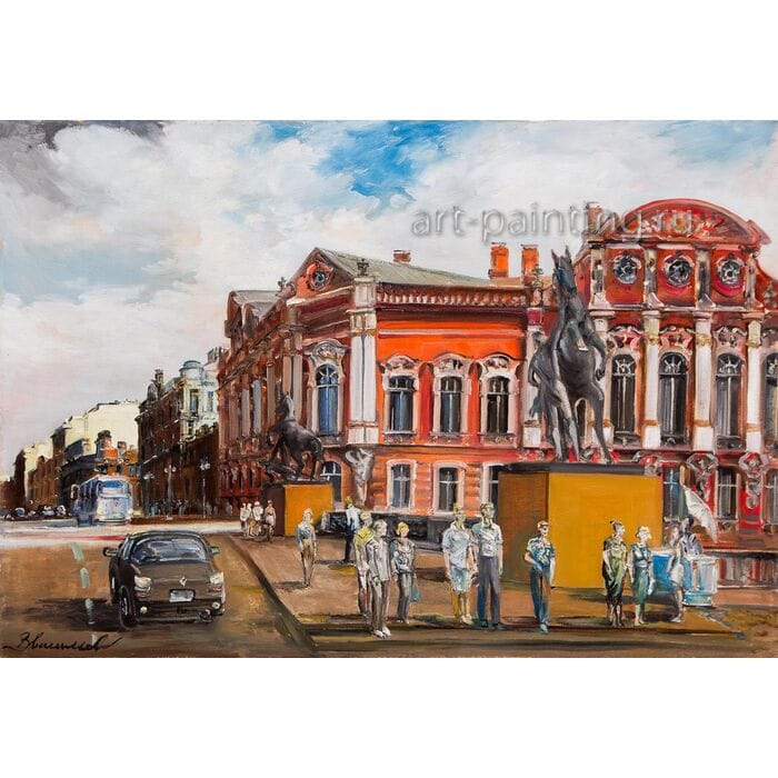 Картина маслом «Аничков мост» Васильев (без рамы)