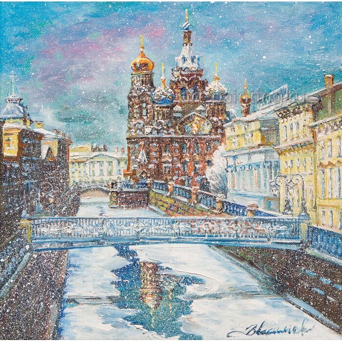 Картина маслом "Спас снег" Васильев