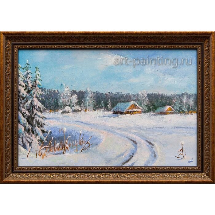 Картина маслом "Зимнее солнце" Селенских