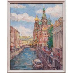 Картина маслом "Канал Грибоедова. Вид на Храм Воскресенья Христова" Ческидова