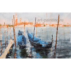 Картина маслом  "Лодки"  Лопушанский (без рамы)