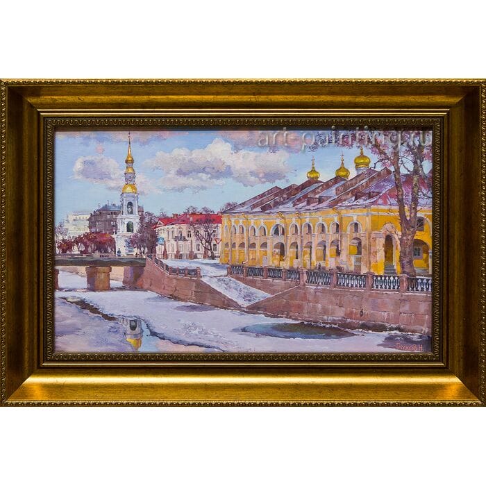 Картина маслом "Зима в Питере" Глухов