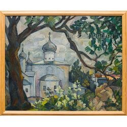 Картина маслом "Храм в Пскове" Кудрявцев