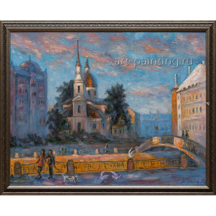 Картина маслом "Храм Симеона и Анны" Щербаков