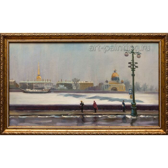 Картина маслом "Набережная Невы" Костырев