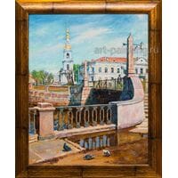Картина маслом "У моста" Леонтьев