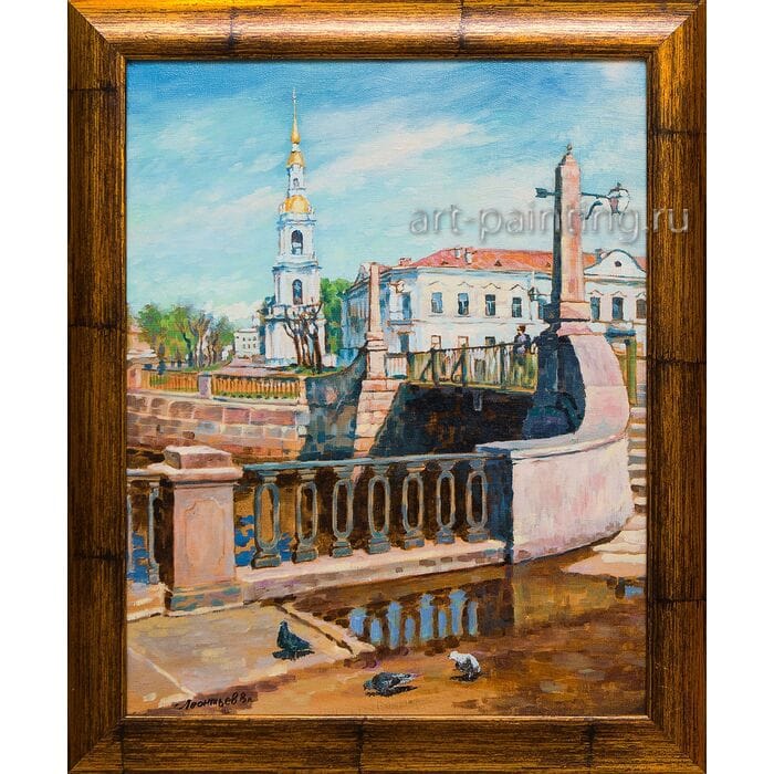 Картина маслом "У моста" Леонтьев