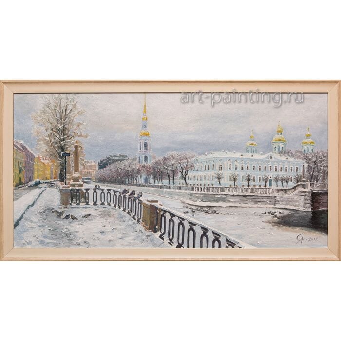 Картина маслом "Никольский собор. Зима" Степанков