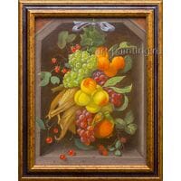 Картина маслом "Натюрморт с фруктами и кукурузой" Леснов