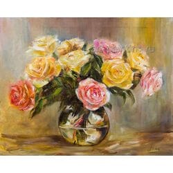 Картина маслом "Желтые розы" Потолицына