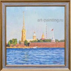 Картина маслом "Солнечный день на Неве" Белых