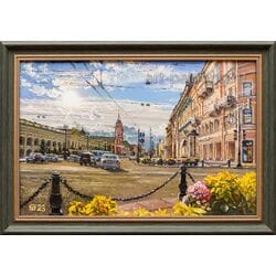 Картина маслом "Невский проспект летним вечером" Опритова