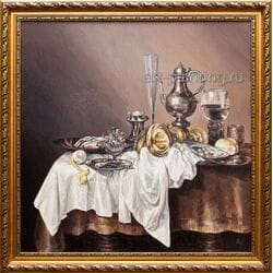 Картина маслом "Завтрак с Омаром". Копия Хеда. Жебровский