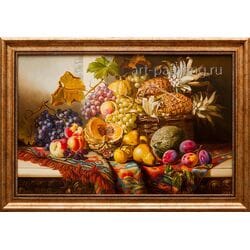 Картина маслом "Натюрморт с ананасами" Дельцов