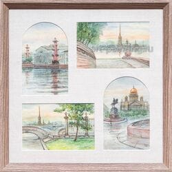 Картина акварелью "Виды Санкт-Петербурга" Лопухова