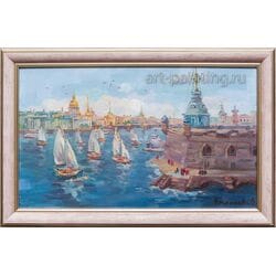 Картина маслом "Яхты на Неве»  Ческидова