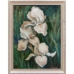 Картина маслом Изящные белые ирисы Лопухова