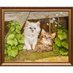 Картина маслом "Котята" Дельцов