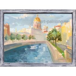 Картина масло "Набережная реки Мойки" Кучиев
