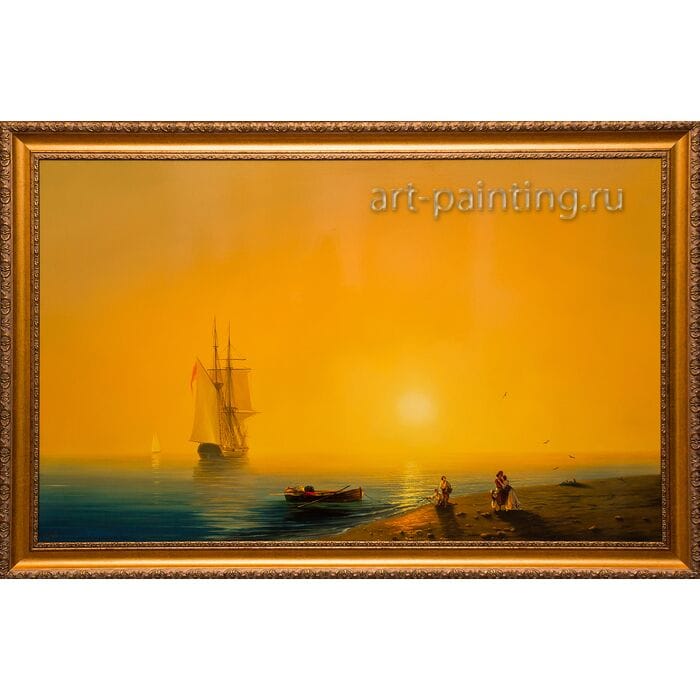 Картина масло "Морской берег" Вечерский 