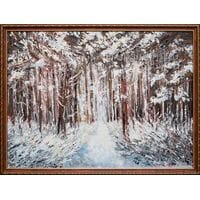 Картина маслом "Русская зима" Черная