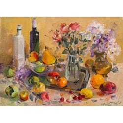 Картина маслом "Натюрморт с розами и сиренью" Долматов Картина маслом "Натюрморт с розами и сиренью" Долматов