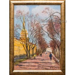 Картина маслом "Мартовский день в Александровском саду" Белых