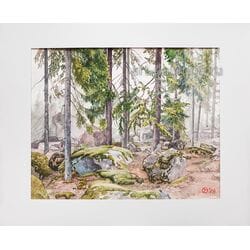 Картина акварелью "Туманный день 2" Опритова (без рамы)