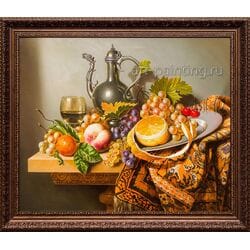 Картина маслом "Натюрморт с ковром" Дельцов