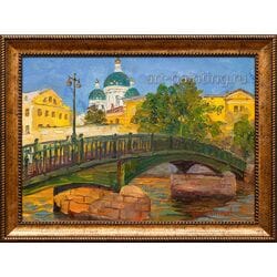 Картина маслом "Красноармейский мост. Июль. Вечер" Шиханов