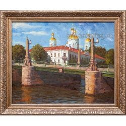 Картина маслом "Пикалов мост и Никольский Морской собор" Шиханов