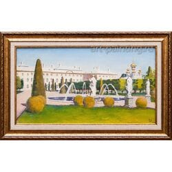 Картина маслом "Верхний парк в Петродворце" Цыс