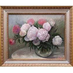 Картина маслом "Распускающиеся пионы" Лопухова