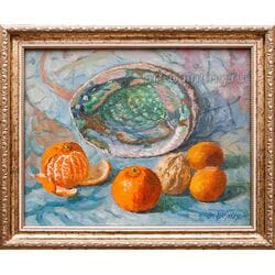 Картина маслом "Раковина и фрукты" Белых