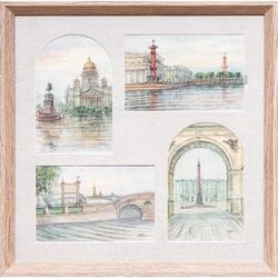 Картина маслом "Виды СпБ. Летний сад. Исаакиевский собор. Стрелка Васильевского острова. Летний сад. Дворцовая площадь" Лопухова (копия)