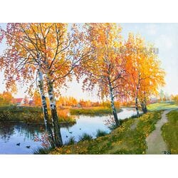 Картина масло "Осенний вечер" Дельцов (без рамы) Картина масло "Осенний вечер" Дельцов (без рамы)