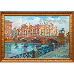 Картина маслом "Аничков мост. Фонтанка" Васильев